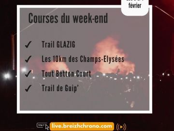 | Courses du week-end - 3 & 4 février | 📆

Ce week-end, retrouvez nos équipes de chronométrage sur 4 beaux événements !

- 10km des Champs-Elysées 
- Trail...